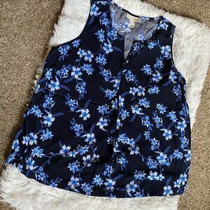 Emaline Top Floral Lightweight Flowy Sleeveless Blue Women’s Size Large‎